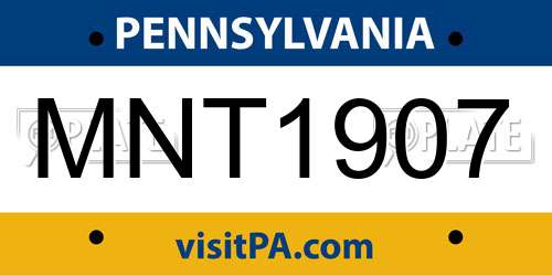 MNT1907 Pennsylvania License Plate