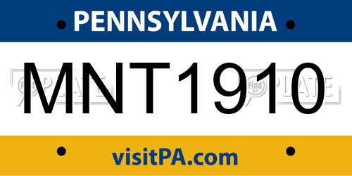 MNT1910 Pennsylvania License Plate