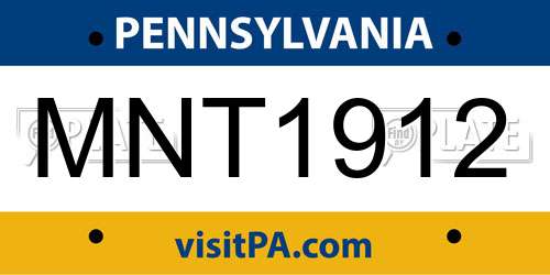 MNT1912 Pennsylvania License Plate
