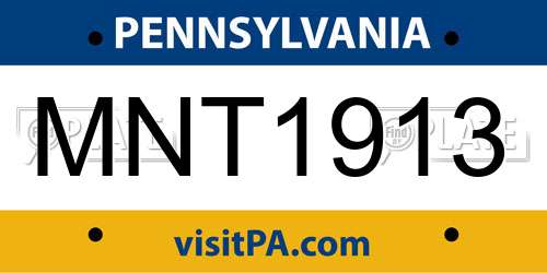 MNT1913 Pennsylvania License Plate