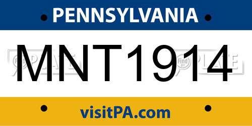 MNT1914 Pennsylvania License Plate