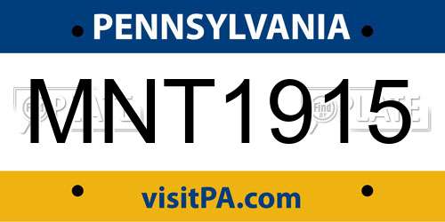 MNT1915 Pennsylvania License Plate