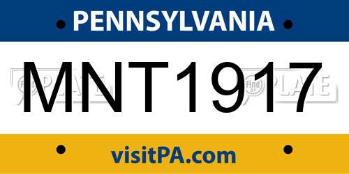 MNT1917 Pennsylvania License Plate