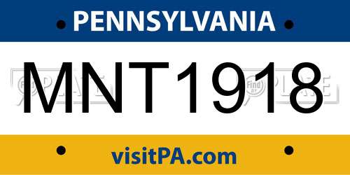 MNT1918 Pennsylvania License Plate