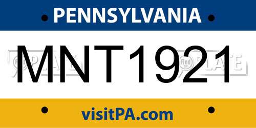 MNT1921 Pennsylvania License Plate