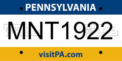 MNT1922 Pennsylvania License Plate
