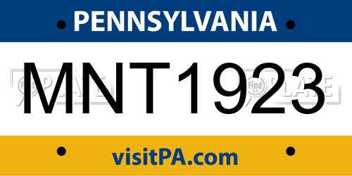 MNT1923 Pennsylvania License Plate