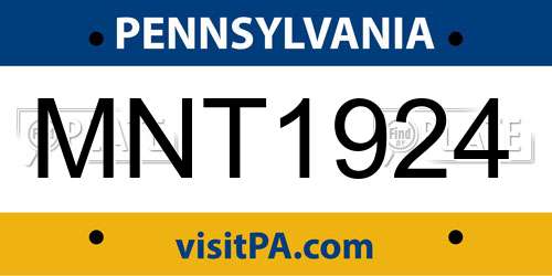 MNT1924 Pennsylvania License Plate