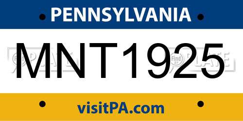 MNT1925 Pennsylvania License Plate