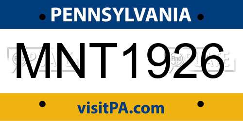 MNT1926 Pennsylvania License Plate