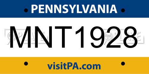 MNT1928 Pennsylvania License Plate