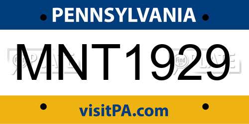 MNT1929 Pennsylvania License Plate