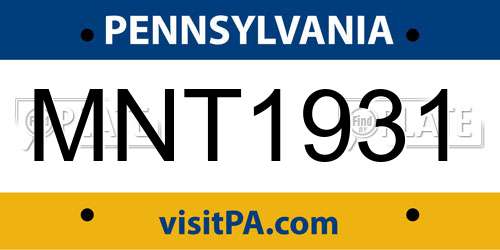 MNT1931 Pennsylvania License Plate