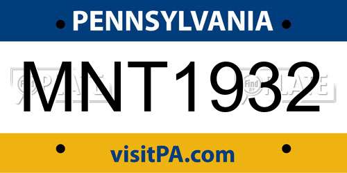 MNT1932 Pennsylvania License Plate