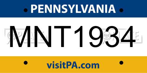 MNT1934 Pennsylvania License Plate