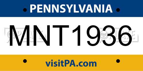 MNT1936 Pennsylvania License Plate