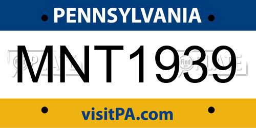MNT1939 Pennsylvania License Plate