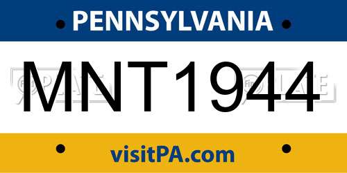 MNT1944 Pennsylvania License Plate