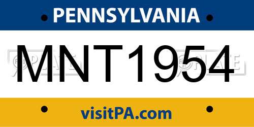 MNT1954 Pennsylvania License Plate