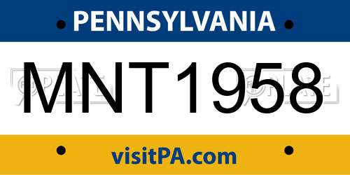 MNT1958 Pennsylvania License Plate