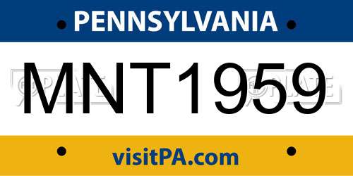 MNT1959 Pennsylvania License Plate