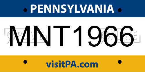 MNT1966 Pennsylvania License Plate