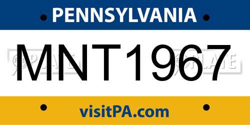 MNT1967 Pennsylvania License Plate