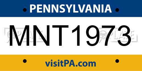 MNT1973 Pennsylvania License Plate