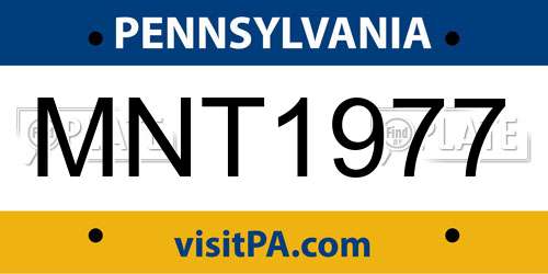 MNT1977 Pennsylvania License Plate