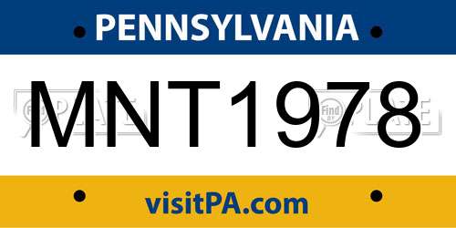 MNT1978 Pennsylvania License Plate