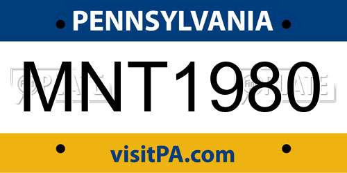 MNT1980 Pennsylvania License Plate