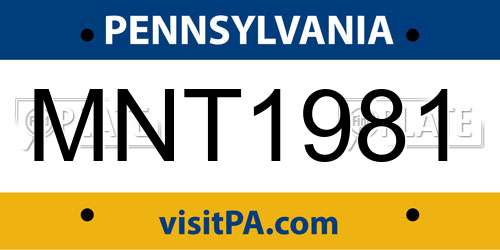 MNT1981 Pennsylvania License Plate