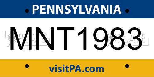MNT1983 Pennsylvania License Plate