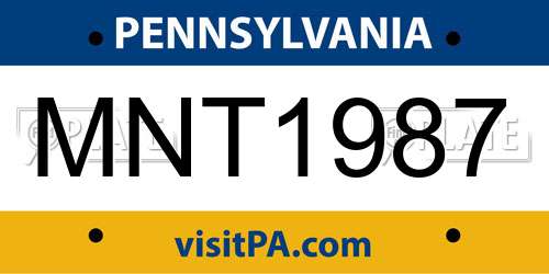 MNT1987 Pennsylvania License Plate