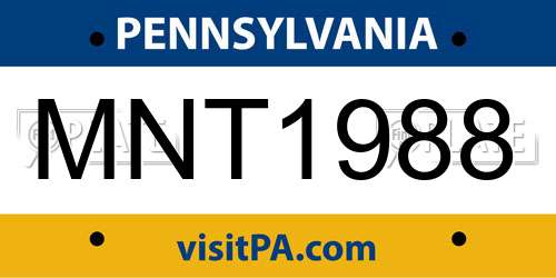 MNT1988 Pennsylvania License Plate