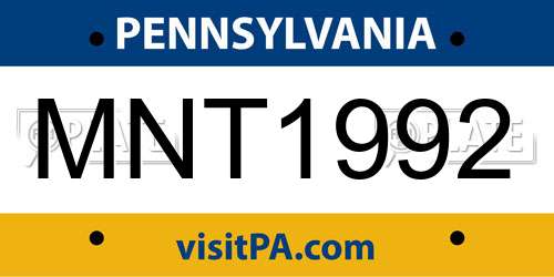 MNT1992 Pennsylvania License Plate