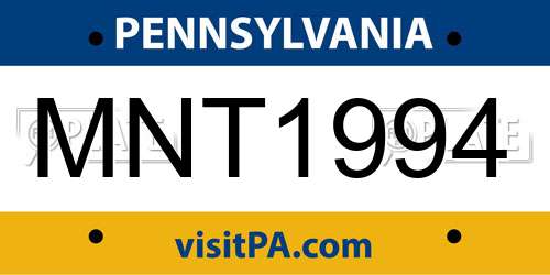 MNT1994 Pennsylvania License Plate