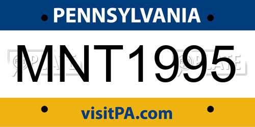 MNT1995 Pennsylvania License Plate