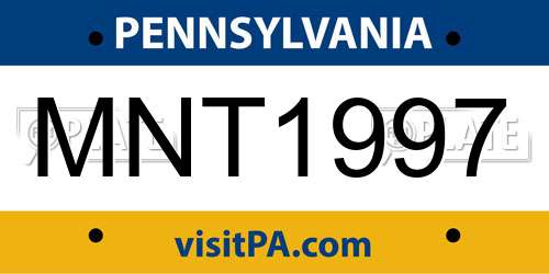 MNT1997 Pennsylvania License Plate