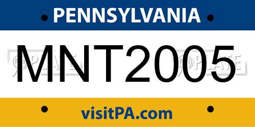 MNT2005 Pennsylvania License Plate