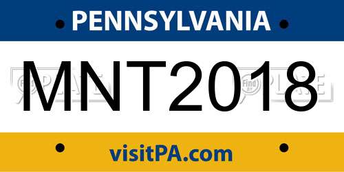 MNT2018 Pennsylvania License Plate