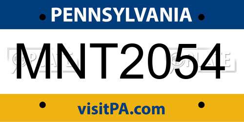 MNT2054 Pennsylvania License Plate