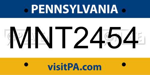 MNT2454 Pennsylvania License Plate