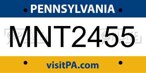 MNT2455 Pennsylvania License Plate