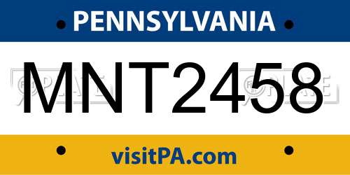MNT2458 Pennsylvania License Plate