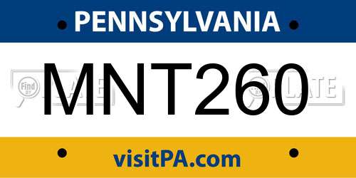 MNT260 Pennsylvania License Plate
