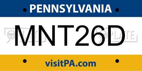 MNT26D Pennsylvania License Plate