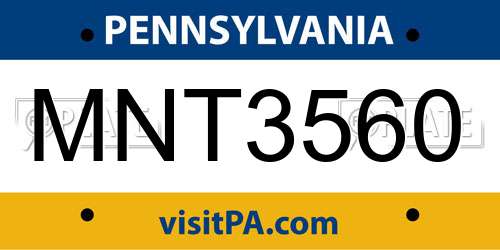MNT3560 Pennsylvania License Plate