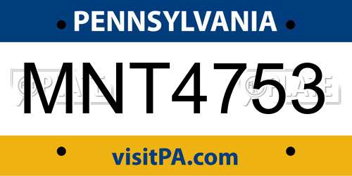 MNT4753 Pennsylvania License Plate