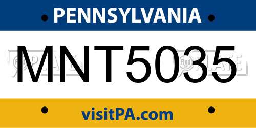 MNT5035 Pennsylvania License Plate